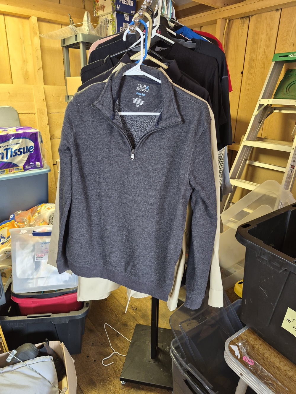 Croft & Barrow Women's Charcoal Quarter-Zip Sweater Bin 52